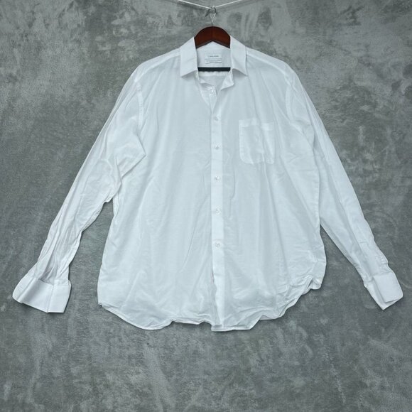 Calvin Klein White Dress Shirt XL Regular Fit Performance Stretch d0170 - Picture 1 of 6